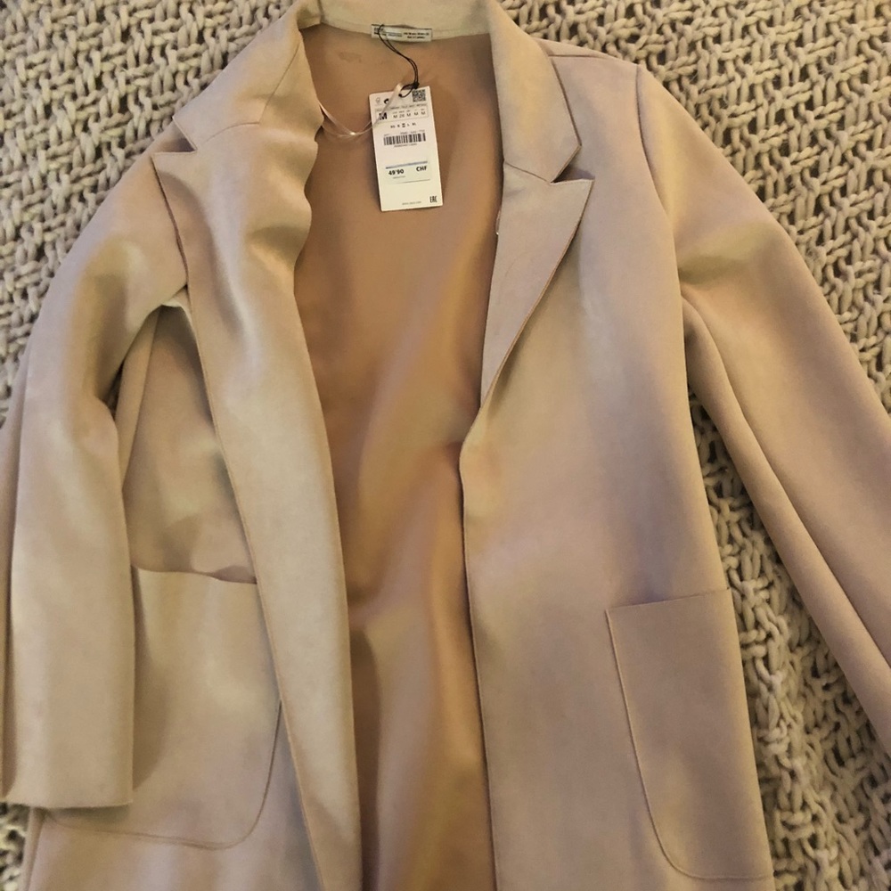 ZARA long feux suede coat